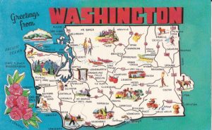 Greetings from Washington map illustration